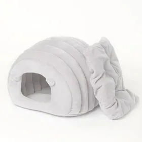Meilleurs prix pour Lit pour Chat Interieur Maison et Dôme Nid danimal Chaud avec Coussin Amovible Panier Chat Abri dhiver Chaud 40x40x35cm Blanc