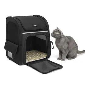 Comparer les prix de Dogat Grand Sac à Dos pour Chat et Chien Sac à Dos pour Chat Poches de fenêtre en Maille à Ouverture sur Le Devant Pliable Noir