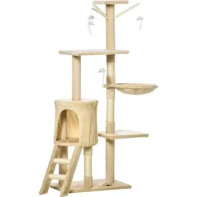 Meilleurs prix pour Arbre à chat 153 cm avec niche hamac et plateformes griffoirs en sisal base 50 x 35 cm stable montage facile