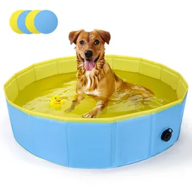 Meilleurs prix pour Nobleza - Piscine pour Chien, Rigide Bassin Chien, Baignoire Pliable pour Petit et Grande Chien, Chat, 120*30cm, Bleu & Jaune