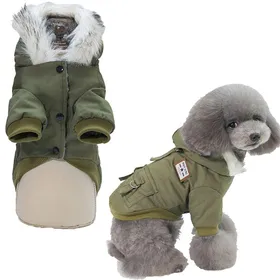 Meilleurs prix pour Manteau dhiver pour chien manteau pour petit chien sweat à capuche dhiver avec poches vêtements chauds pour chien (vert)