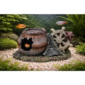 Meilleurs prix pour Décoration aquarium tonneau cassé gouvernail cachette pour poisson