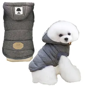 Comparer les prix de Veste dhiver coupe-vent pour chien gilet chaud pour chien vêtement pour animaux de compagnie par temps froid avec capuche (gris)