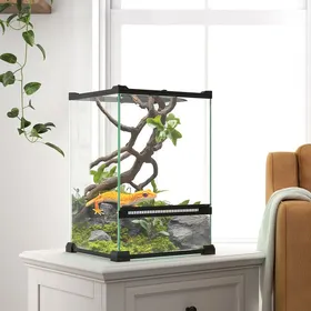 Meilleurs prix pour MOTHINESSTO3645-Terrarium en verre pour reptiles vivarium 12 L avec couvercle en treillis métallique 20 x 20 x 30 cm noir