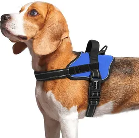 Meilleurs prix pour Harnais Chien Harnais Anti Traction pour Chien Réfléchissant Réglable Respirant Facile à Mettre avec Poignée Contrôle Bleu M