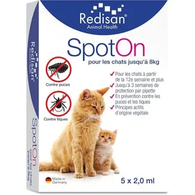Meilleurs prix pour Spot On pour Chat – Antipuces et Antitiques Naturel – Protection jusqu’à 15 Semaines – 5 Pipettes