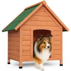 Meilleurs prix pour VOUNOT® Niche pour chien extérieur en bois  72x62x83cm - Toit étanche - Plancher amovible - Pieds antidérapants