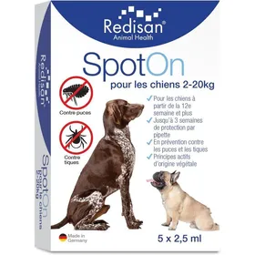 Meilleurs prix pour Spot On pour Chien – Antipuces et Antitiques Naturel – Protection jusqu’à 15 Semaines – 5 Pipettes
