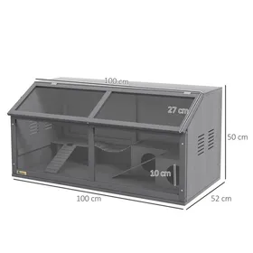 Comparer les prix de cage à hamster en bois 100cm maison pour rongeurs clapier pour petits animaux maison de jeu avec pont suspendu échelles toit