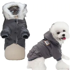 Comparer les prix de Manteau dhiver pour chien manteau pour petit chien sweat à capuche dhiver avec poches vêtements chauds pour chien (gris)