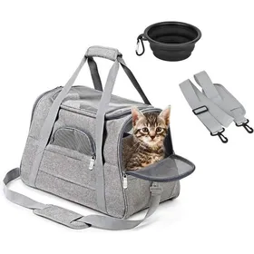 Meilleurs prix pour Sac de transport - Chien et Chat - Gris - Respirant - Pliable - Matelas Amovible Gris gris PANIER DE TRANSPORT