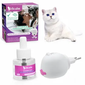 Meilleurs prix pour Diffuseur Felicalm phéromones chat et chaton – Anti-stress 90 % efficace – Design sympa avec bouton On/Off rose