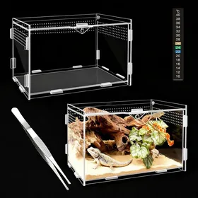 Comparer les prix de Terrarium Acrylique - 1 Unité - Transparent - Ventilation 360° - Reptiles Insectes Escargots - 20x12x12cm MICRODERMABRASION