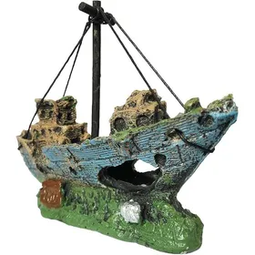 Comparer les prix de Décoration en résine pour aquarium Décoration épave de bateau coulé pour aquariums eau douce et eau