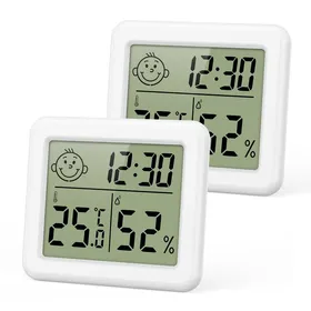 Comparer les prix de Thermomètre hygromètre intérieur - 2 pièces mini avec heure date ℃/℉ - Pour chambre batterie Cuneary