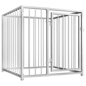 Comparer les prix de Chenil dextérieur pour chiens - VIDAXL - 100x100x100 cm - Argenté - Acier robuste - Système de verrouillage à loquet