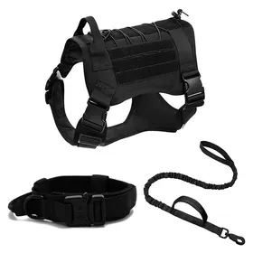 Comparer les prix de Harnais pour animaux de compagnie - Phoesky - Nylon - Noir - M/L/XL - Ensemble collier et laisse