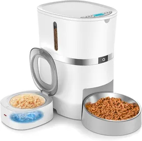 Meilleurs prix pour Distributeur Croquettes Chat Automatique Avec Sac De Glace Et Déshydratant Pour Aliments Secs Fraîcheur,Mangeoire Automatique Pour