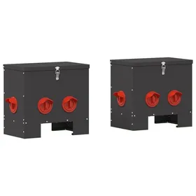 Meilleurs prix pour Mangeoire pour poules - vidaXL - 2 pièces - 405x25x38 cm - Noir - Acier laminé à froid - Capacité 20 kg