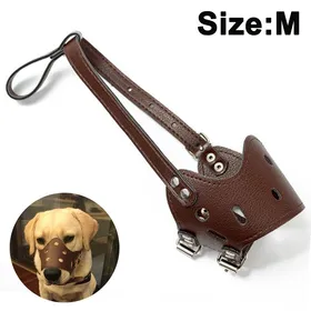 Comparer les prix de Muselière en Cuir PU pour Chien, Anti-Morsure et Anti-Ingestion, Contrôle des Aboiements pour Chiens Moyens et Grands