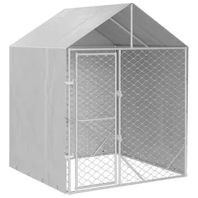 Comparer les prix de Meilleures Abris - Poulailler Chenil dextérieur pour chiens avec toit argenté 2x2x25 m SSD7413567