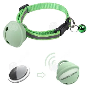 Comparer les prix de INN Collier gps de cloche verte 39x39x35cm réglable IPX5 étanche 230mAh IOS Find My bluetooth traqueur danimaux chat tracker