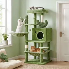 Comparer les prix de HOOBRO Arbre à Chat Grande Tour de Jeux Tour descalade Stable à Plusieurs Niveaux Arbres dactivité Vert