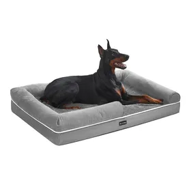Comparer les prix de Panier pour Chien Orthopédique, Bords Rehaussés, Housse Amovible et Lavable, 120 x 85 x 20 cm, Antidérapant, Gris Clair