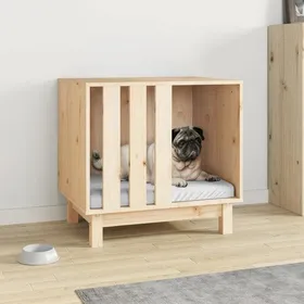 Meilleurs prix pour Niche pour chien en bois - vidaXL - 60x45x57 cm - Bois de pin massif - Brun - Cadre stable - Design simple