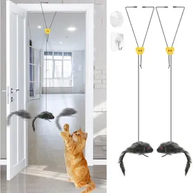 Meilleurs prix pour Porte Suspendue Souris Jouet Chat Interactif2pcs Jouets Interactifs pour Chats Apportez Deux Souris en PelucheJouet Chaton Contre
