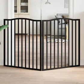 Meilleurs prix pour Barrière pour chien pliable - vidaXL - 2 panneaux - Noir - Bois de peuplier - 80x90x2 cm - Longueur totale 160 cm