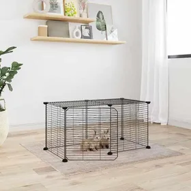 Meilleurs prix pour BONNIE® Meuble Cage pour chat/animaux Cage animaux de compagnie à 8 panneaux et porte Noir 35x35 cm EU828426