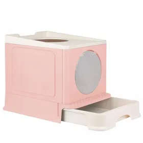 Comparer les prix de Bac à Litière Fermé pour Chat - Avec Pelle+Tiroir à litière Nettoyage - Double porte - 34x45x39 cm - Rose