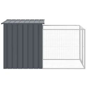 Meilleurs prix pour Niche pour chien avec enclos - WIENS - Anthracite - 110x201x110 cm - Acier galvanisé - Entrée 47x80 cm - Cour étendue