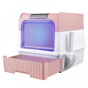 Comparer les prix de JEOBEST Bac à litière pose avec couvercle XXL, Maison de Toilette pour Chat, Tiroir et pelle, anti-odeur, 48*35*36cm
