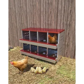Meilleurs prix pour Pondoir pour Poules Nichoirs en Métal à 8 Compartiments Étanche Antirouille et Ventilé Plate-Forme de Repos Rouge
