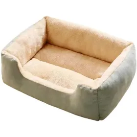 Meilleurs prix pour Lit pour animal lit carré en peluche pour chien lit chaud et épais pour chat articles pour animaux lavables (vert 50x40 cm)
