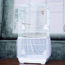 Comparer les prix de Housse pour Cage Oiseaux Maille Couverture Protection Cage Oiseaux Perruches Canaris Attrape Graine Blanc