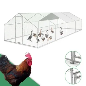 Meilleurs prix pour Riossad Enclos poulailler 3x8x2 m Toit étanche et résistant au soleil acier galvanisé pour cultiver et animaux 24m² POULAILLER