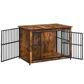 Meilleurs prix pour Meuble cage pour chien table d’appoint niche moderne pour chiens jusqu’à 32 kg cage solide