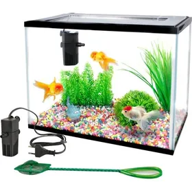 Meilleurs prix pour Kit Aquarium rectangulaire 16L avec filtre gravier et épuisette
