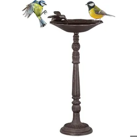 Meilleurs prix pour Abreuvoir En Fonte Sur Colonne Décoration Pour Jardin Mangeoire Avec Soucoupe Pour Oiseau 40 Cm Haut Brun