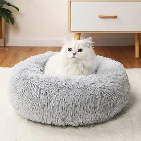Comparer les prix de RongQiLBB Panier pour Chien 38CM Lits pour Chats Donut Rond Chiens Panier Anti Stress Peluche Confortable Moelleux Lavabl CORBEILLE