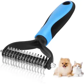 Comparer les prix de Brosse Professionnelle pour Chiens et Chats Brosse à Poils Longs Peigne Double Face Anti-nœuds Bleu