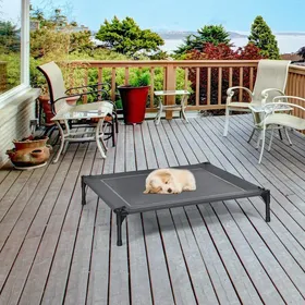 Meilleurs prix pour GIANTEX Lit Surélevé pour Chien avec Auvent AmovibleLit de Camp pour Animaux de CompagniePortable pour Intérieur ou Extérieur