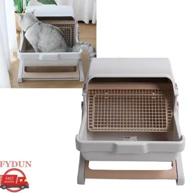 Meilleurs prix pour FYDUN Bac à litière semi-automatique Grand Intérieur Conception Anti-éclaboussures Bac à Litière Automatique pour animalerie kit