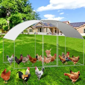 Comparer les prix de Riossad Enclos poulailler Porte avec serrure 3x2x2 m bâche de toit imperméable acier galvanisé avec couverture POULAILLER