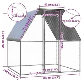 Comparer les prix de Pet®Argent Poulailler argenté et gris 2x2x2 m - robuste et durable - Acier galvanisé 7_4953136