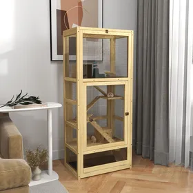 Comparer les prix de Cage pour hamsters - AKOZON - 9290 - 5 niveaux - Bois et grillage - 54 x 38 x 131 cm