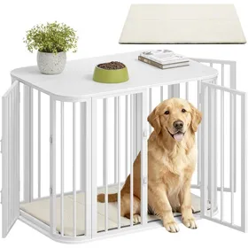 Comparer les prix de Cage pour Chien Cages dintérieur avec Coussin Design Moderne à Portes Multiples Table dappoint en Bois Blanc